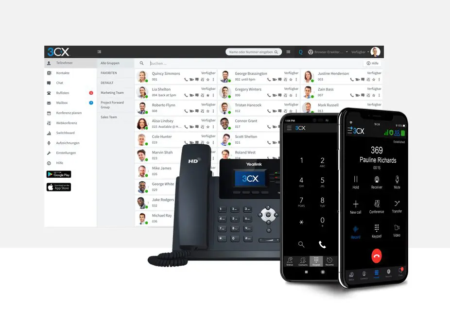 3cx contacts directory and a handset