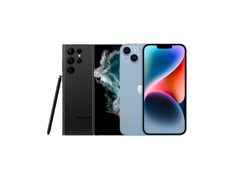Samsung and iPhone smartphones