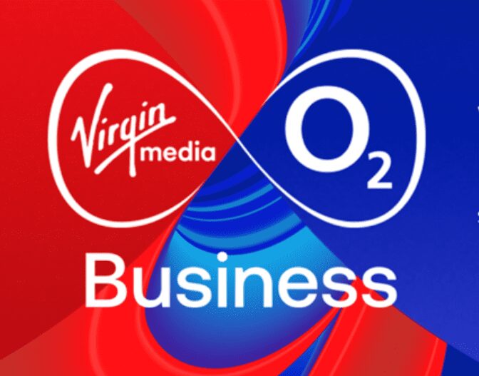 Virgin Media O2 Business logo: intertwined Virgin Media and O2 logos with "Business" below.
