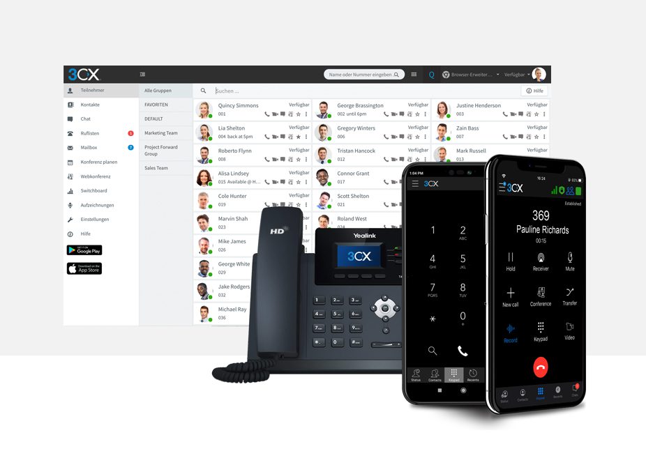 3cx contacts directory and a handset