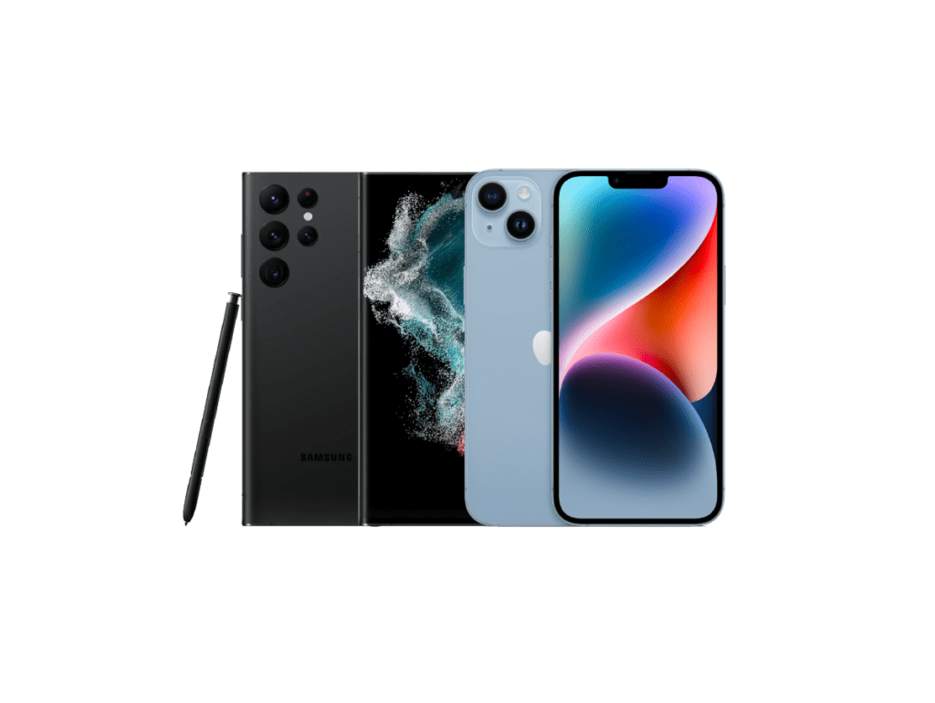 Samsung and iPhone smartphones