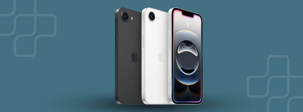 iPhone 16e range on teal background