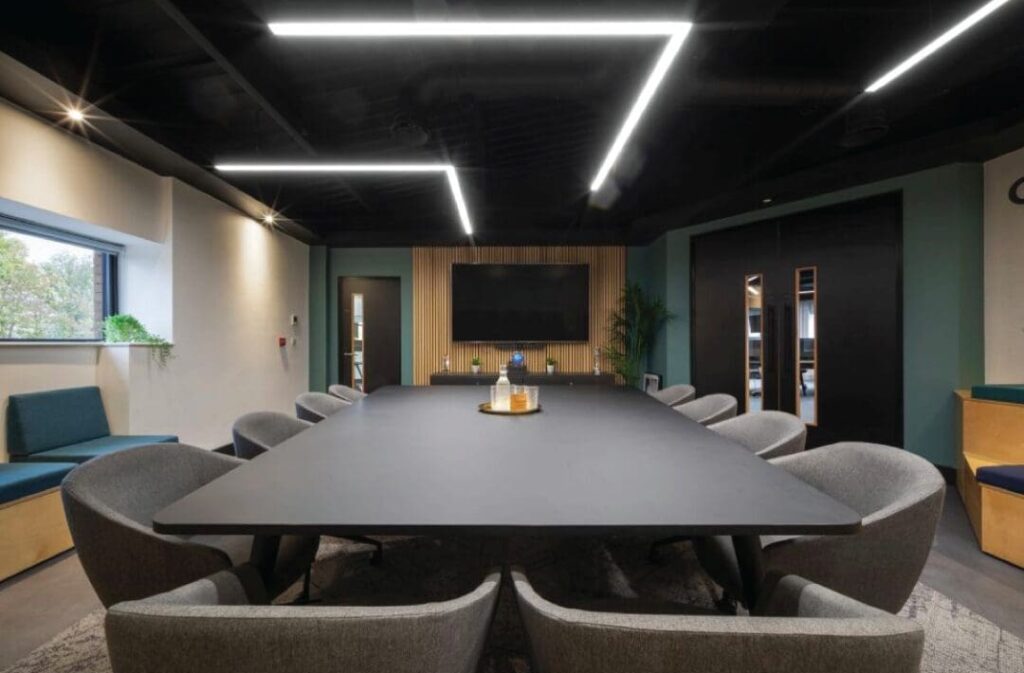 Modern meeting room with large table